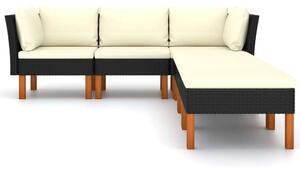 Polyrattan Kerti Ülőgarnitúra - 6 részes - Fekete