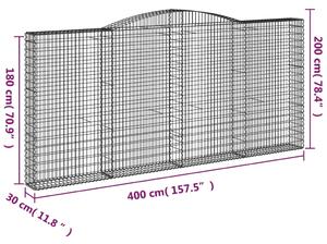 VidaXL 25 db íves horganyzott vas gabion kosár 400x30x180/200 cm
