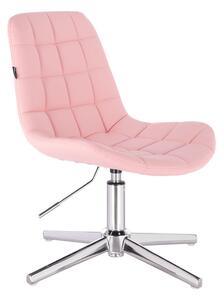 HR590CROSS Rózsaszín modern műbőr szék krómozott lábbal