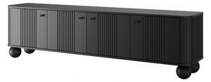 Vesper 4D TV-szekrény 187 cm - fekete / fekete fogantyúk / gömb alakú lábak