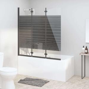 VidaXL 3 paneles fekete ESG összecsukható zuhanyparaván 130 x 130 cm