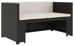 Polyrattan Kerti Ülőgarnitúra - 5 részes - Fekete