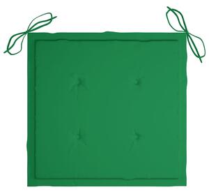 VidaXL tömör tíkfa hintaszék zöld párnával