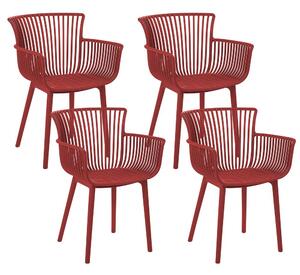 Kerti szék 4 részes készlet Szintetikus anyag Piros PESARO