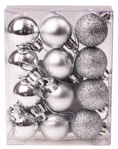 12db-os 2.5cm-es karácsonyi gömb szett - Ezüst