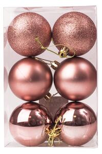 6db-os 6cm-es karácsonyi gömb szett - Rose gold