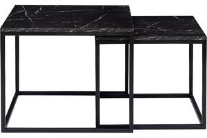 BUTORLINE Dohányzóasztal szett VEROLI VR06 fekete / fekete márvány
