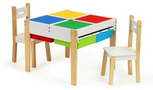 Színes kreatív faasztal székekkel gyerekeknek