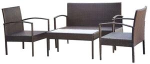 Polyrattan Kerti Bútorszett - 4 részes - Barna