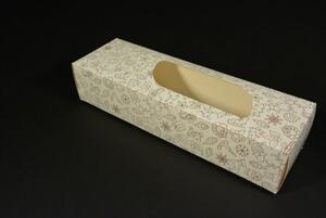 Bejgli doboz süteményes doboz aprósüteményes doboz ablakos karácsonyi mintás 29x9 cm
