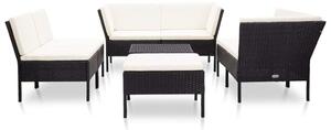 Polyrattan Kerti Bútorszett - 8 részes - Fekete