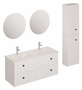 Fürdőszobagarnitúra mosdóval, mosogató csapteleppel, kifolyóval és szifonnal Naturel Forli fehér KSETFORLI6