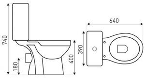 C-CLEAR monoblokkos WC hátsó kifolyással ülőkével