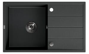Laveo Wolin, 1 rekeszes gránit mosogató 780x480x185 mm, fekete pettyes, LAV-SPW_711T