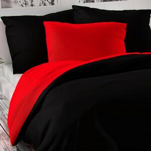Luxury Collection szatén ágynemű, piros/fekete, 140 x 200 cm, 70 x 90 cm