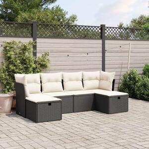 VidaXL Polyrattan Kerti Ülőgarnitúra - 6 részes - Fekete