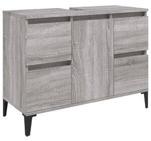 Szürke sonoma színű szerelt fa mosdószekrény 80 x 33 x 60 cm
