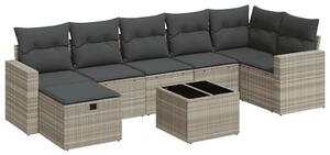 VidaXL Polyrattan Kerti Ülőgarnitúra - 8 részes - Világosszürke