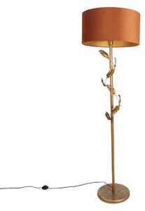 Arany színű állólámpa narancssárga búrával és arany belsővel 50 cm - Linden