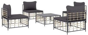 Polyrattan Kerti Ülőgarnitúra - 5 részes - Antracitszürke
