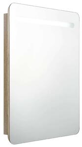 VidaXL tölgyszínű LED-es tükrös fürdőszobaszekrény 60 x 11 x 80 cm