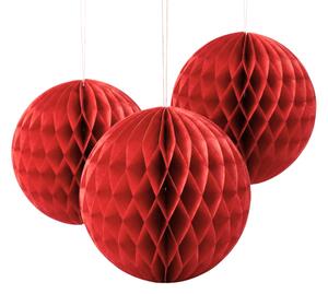 Függő papírdísz SPIRO készlet 3 db 25 cm, piros