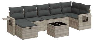 VidaXL Polyrattan Kerti Ülőgarnitúra - 8 részes - Világosszürke