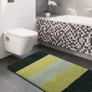 Mintás fürdőszobai szőnyegkészlet zöld színben 50 cm x 80 cm + 40 cm x 50 cm