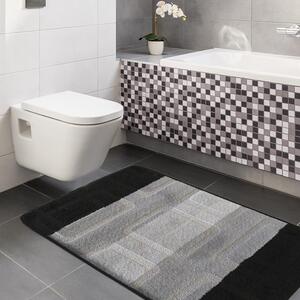 Két fürdőszobai szőnyegből álló készlet fekete 50 cm x 80 cm + 40 cm x 50 cm