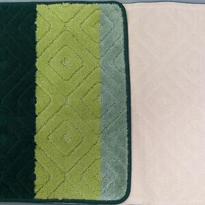 Kétrészes fürdőszobai szőnyegkészlet zöld színben 50 cm x 80 cm + 40 cm x 50 cm