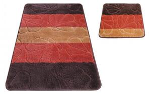 Két fürdőszobai szőnyegből álló készlet barna-piros színben 50 cm x 80 cm + 40 cm x 50 cm
