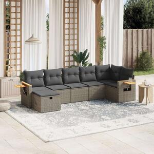VidaXL Polyrattan Kerti Ülőgarnitúra - 7 részes - Szürke