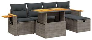 VidaXL Polyrattan Kerti Ülőgarnitúra - 6 részes - Szürke