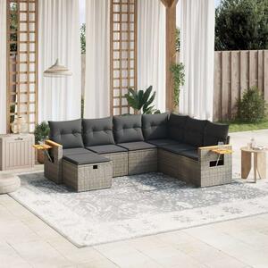 VidaXL Polyrattan Kerti Ülőgarnitúra - 7 részes - Szürke