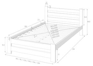 MISOURI tömörfa ágy + DE LUX habszivacs matrac + ágyrács AJÁNDÉK, 120x200, natúr-lakk