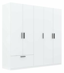 Gardróbszekrény Bristol 204, Laminált forgácslap, 210x225x54cm, Fehér