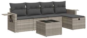 VidaXL Polyrattan Kerti Ülőgarnitúra - 6 részes - Világoszürke
