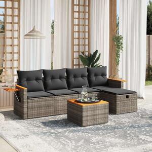 VidaXL Polyrattan Kerti Ülőgarnitúra - 6 Részes Szürke
