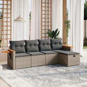 VidaXL Polyrattan Kerti Ülőgarnitúra - 5 részes - Szürke