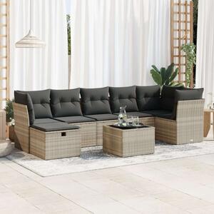 VidaXL Polyrattan Kerti Ülőgarnitúra - 8 részes - Világosszürke