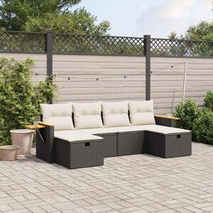 VidaXL Polyrattan Kerti Ülőgarnitúra - 6 részes - Fekete