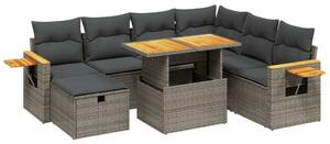 VidaXL Polyrattan Kerti Ülőgarnitúra - 8 részes - Szürke