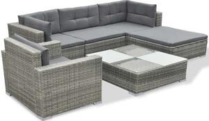 Polyrattan Kerti Bútorszett - 6 részes - Szürke