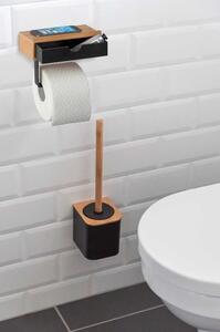 Fekete wc-papír tartó bambusz elemmel - Wenko