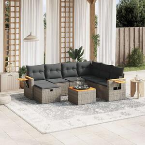 VidaXL Polyrattan Kerti Ülőgarnitúra - 8 részes - Szürke