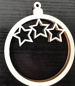 Karácsonyfadísz fából, mérete: 68x80 mm STAR