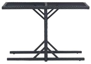 VidaXL fekete polyrattan és üveglapos kerti asztal 110 x 53 x 72 cm