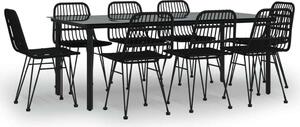 Kertbútor - Fekete Polyrattan Étkezőgarnitúra - 9 részes