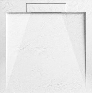Viva ES zuhanytálca - kőhatású, strukturált pala, kompozit ásvány - matt fehér - 90 x 90 x 3 cm