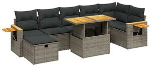 VidaXL Polyrattan Kerti Ülőgarnitúra - 8 részes - Szürke